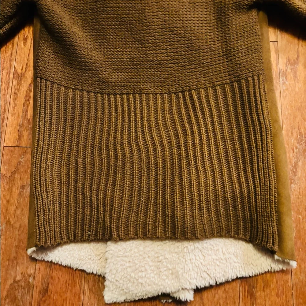 DMX Brown and Cream Faux-Suede and Knit Cardigan Women's Jacket Size M EUC - Picture 9 of 11